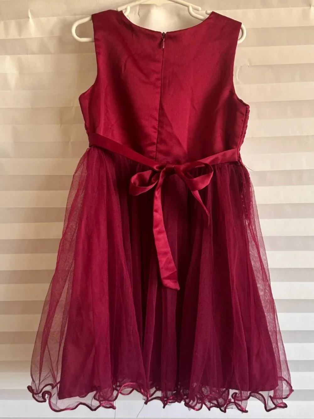 Beautiee Girls Maroon Red Sleeveless Party Dress Size 6X Rear Tie Formal